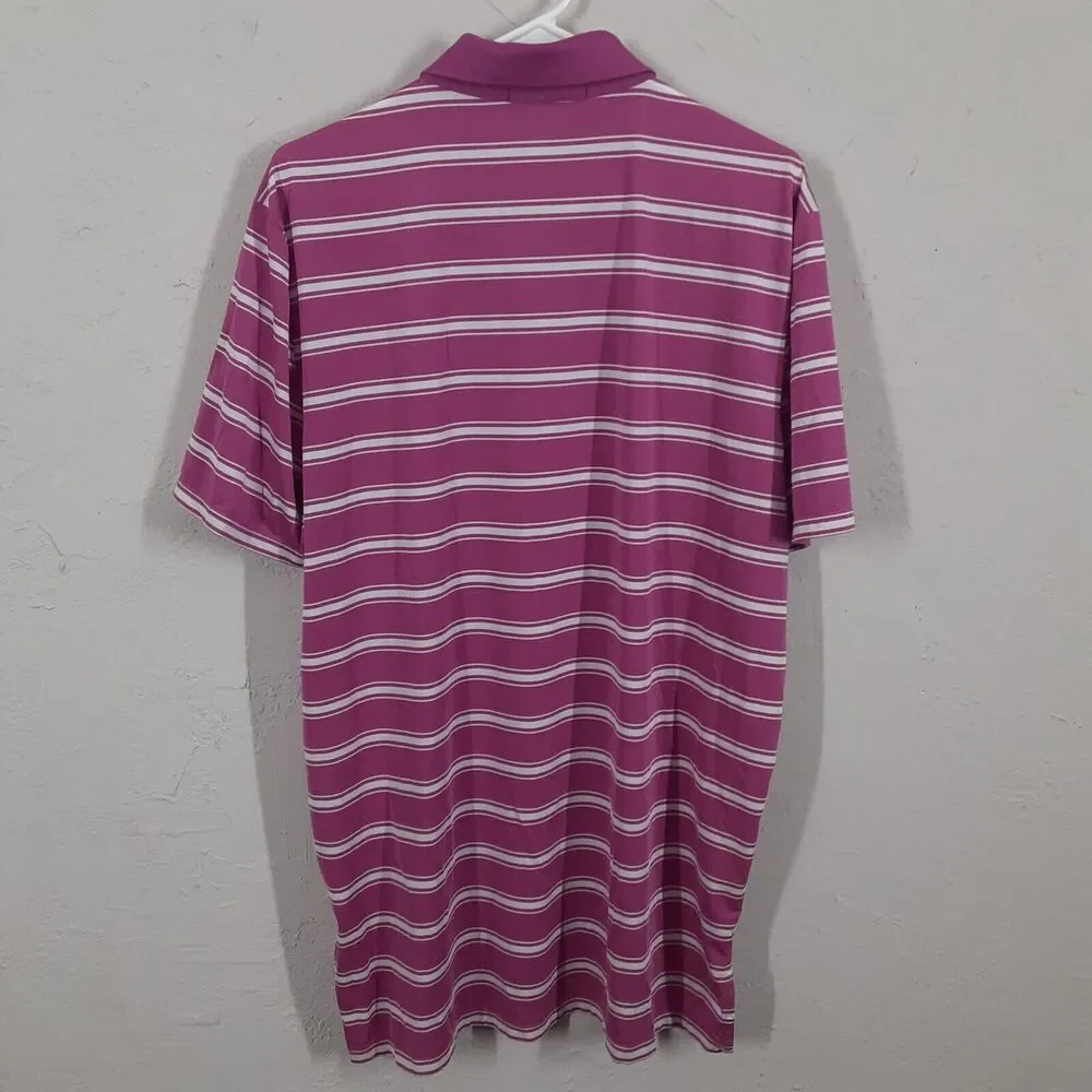 RLX Ralph Lauren Shirt Mens Large L Pink Striped Golf Polo Moisture Wicking